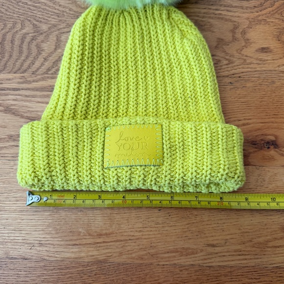 Love Your Melon Neon Yellow Monochrome Mega Pom Beanie - Picture 2 of 5